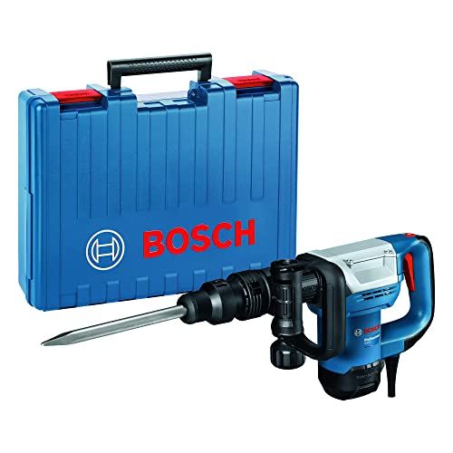 Bosch Professional GSH 5: Perforateur burineur avec SDS max, force de frappe 7,5 J, 1 100 W, livré avec burin pointu et coffret